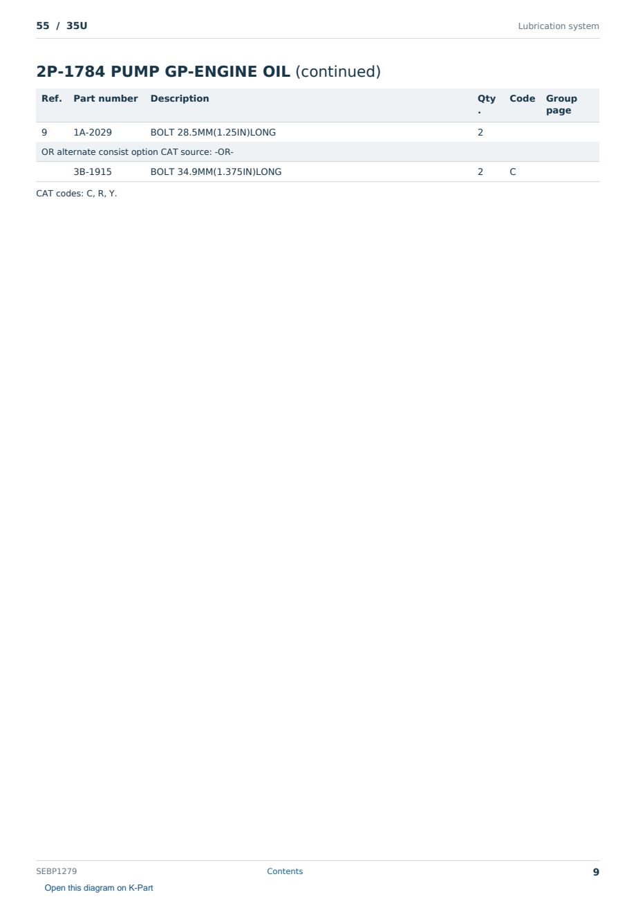 Caterpillar 55 S/N 35U Partsbook SEBP1279 (English) - sample page 9 of 10 Caterpillar 55 S/N 35U Partsbook SEBP1279 (English) - sample page 9 of 10