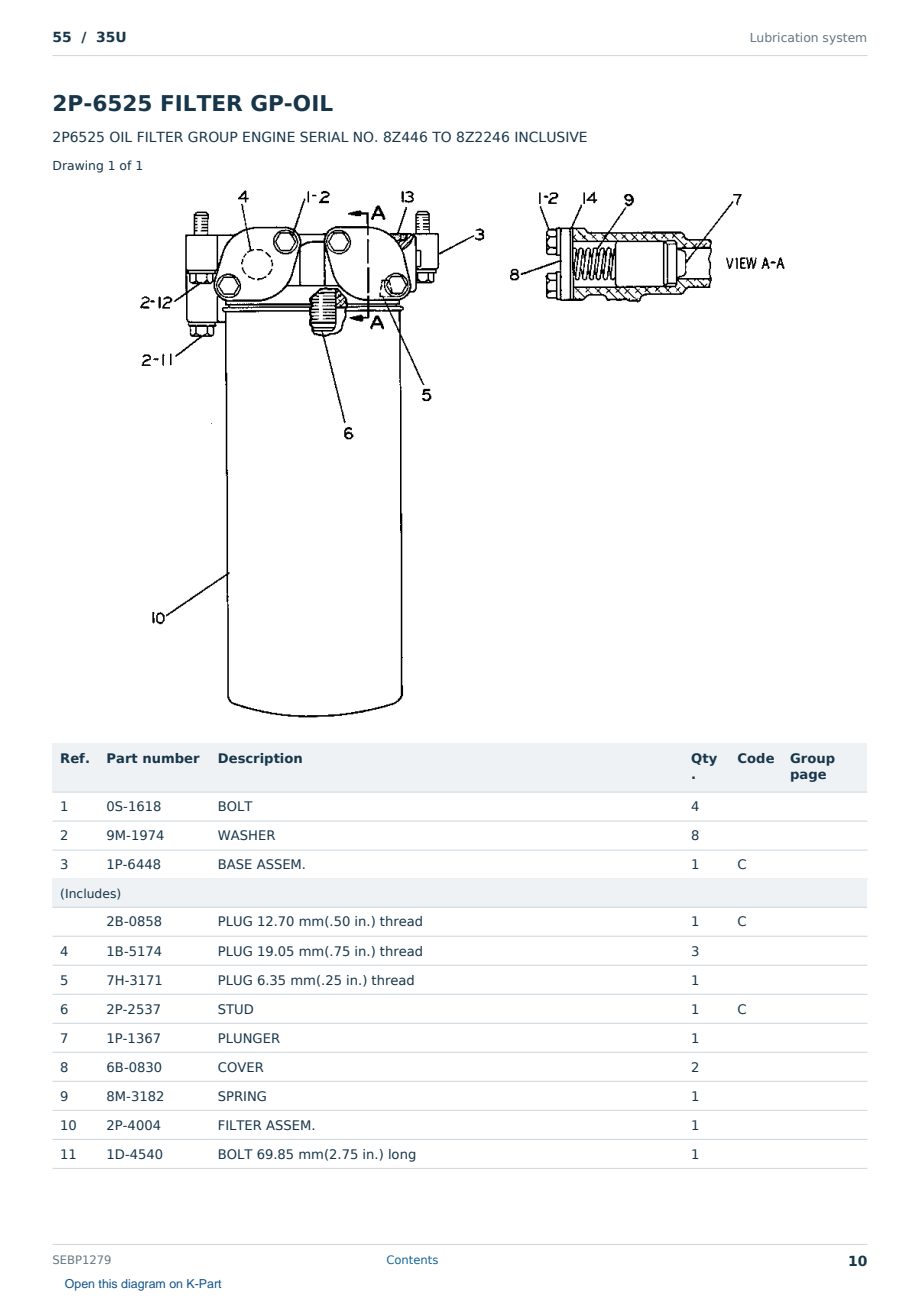 Caterpillar 55 S/N 35U Partsbook SEBP1279 (English) - sample page 10 of 10 Caterpillar 55 S/N 35U Partsbook SEBP1279 (English) - sample page 10 of 10