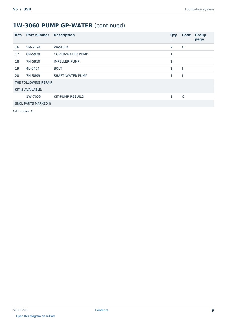 Caterpillar 55 S/N 35U Partsbook SEBP1296 (English) - sample page 9 of 10 Caterpillar 55 S/N 35U Partsbook SEBP1296 (English) - sample page 9 of 10