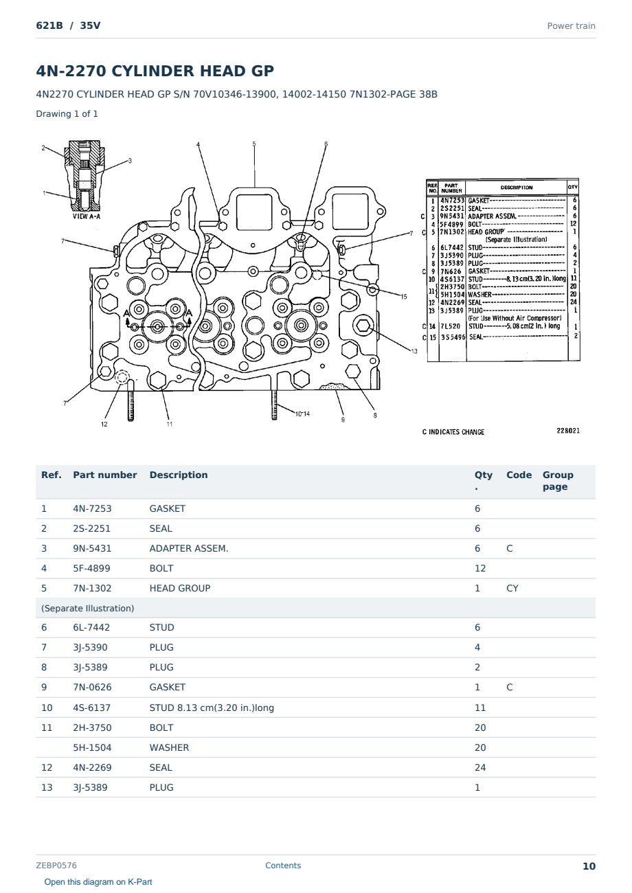 Caterpillar 621B S/N 35V Partsbook ZEBP0576 (English) - sample page 10 of 10 Caterpillar 621B S/N 35V Partsbook ZEBP0576 (English) - sample page 10 of 10