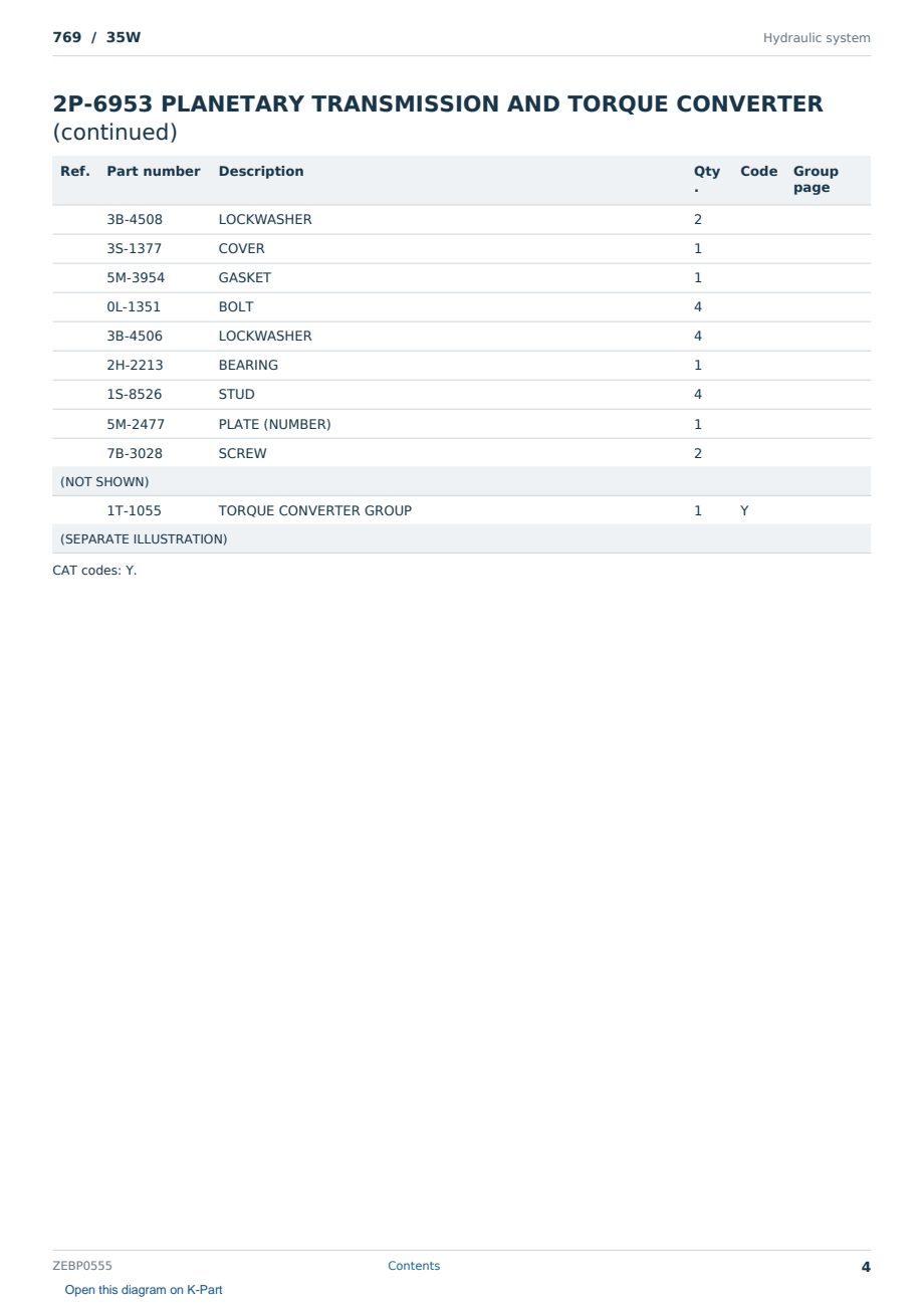 Caterpillar 769 S/N 35W Partsbook ZEBP0555 (English) - sample page 4 of 10 Caterpillar 769 S/N 35W Partsbook ZEBP0555 (English) - sample page 4 of 10