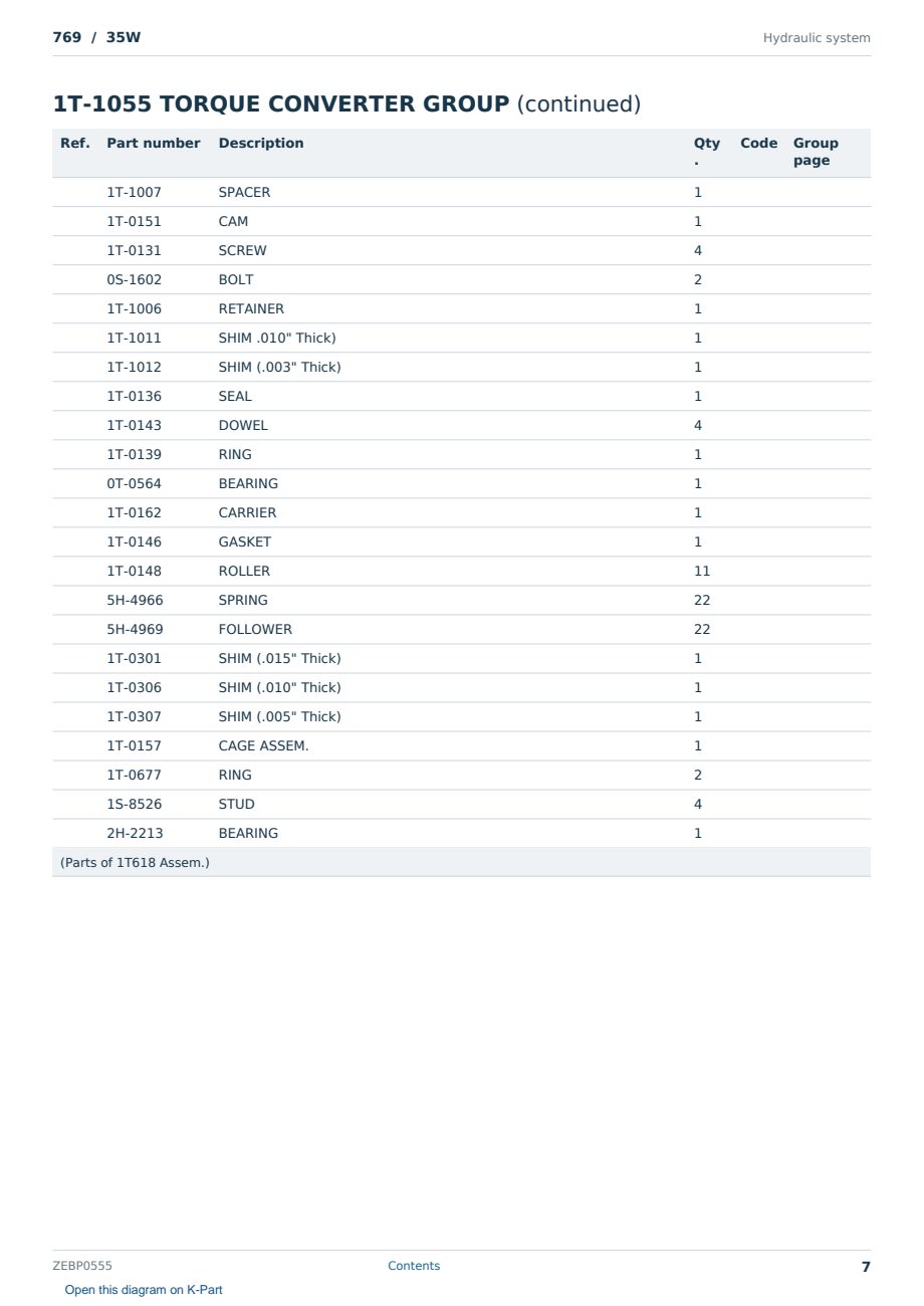 Caterpillar 769 S/N 35W Partsbook ZEBP0555 (English) - sample page 7 of 10 Caterpillar 769 S/N 35W Partsbook ZEBP0555 (English) - sample page 7 of 10