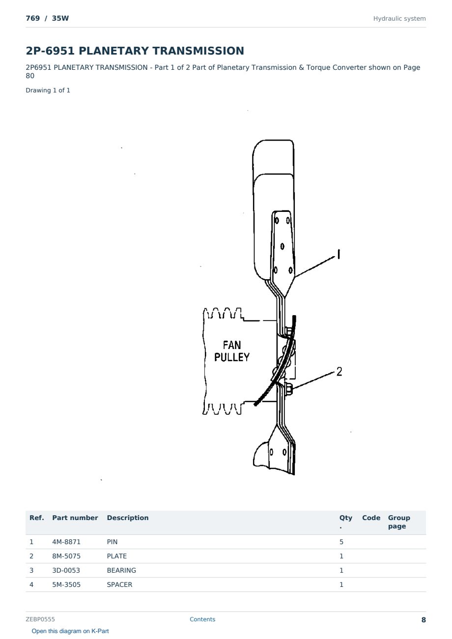 Caterpillar 769 S/N 35W Partsbook ZEBP0555 (English) - sample page 8 of 10 Caterpillar 769 S/N 35W Partsbook ZEBP0555 (English) - sample page 8 of 10