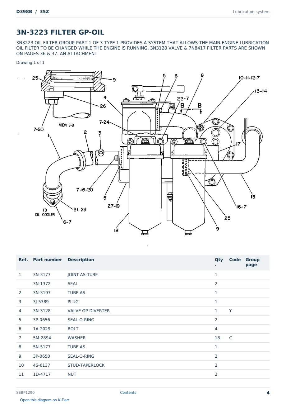 Caterpillar D398B S/N 35Z Partsbook SEBP1290 (English) - sample page 4 of 10 Caterpillar D398B S/N 35Z Partsbook SEBP1290 (English) - sample page 4 of 10
