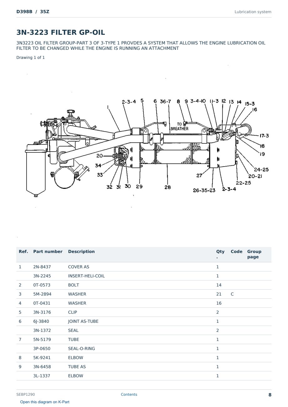 Caterpillar D398B S/N 35Z Partsbook SEBP1290 (English) - sample page 8 of 10 Caterpillar D398B S/N 35Z Partsbook SEBP1290 (English) - sample page 8 of 10