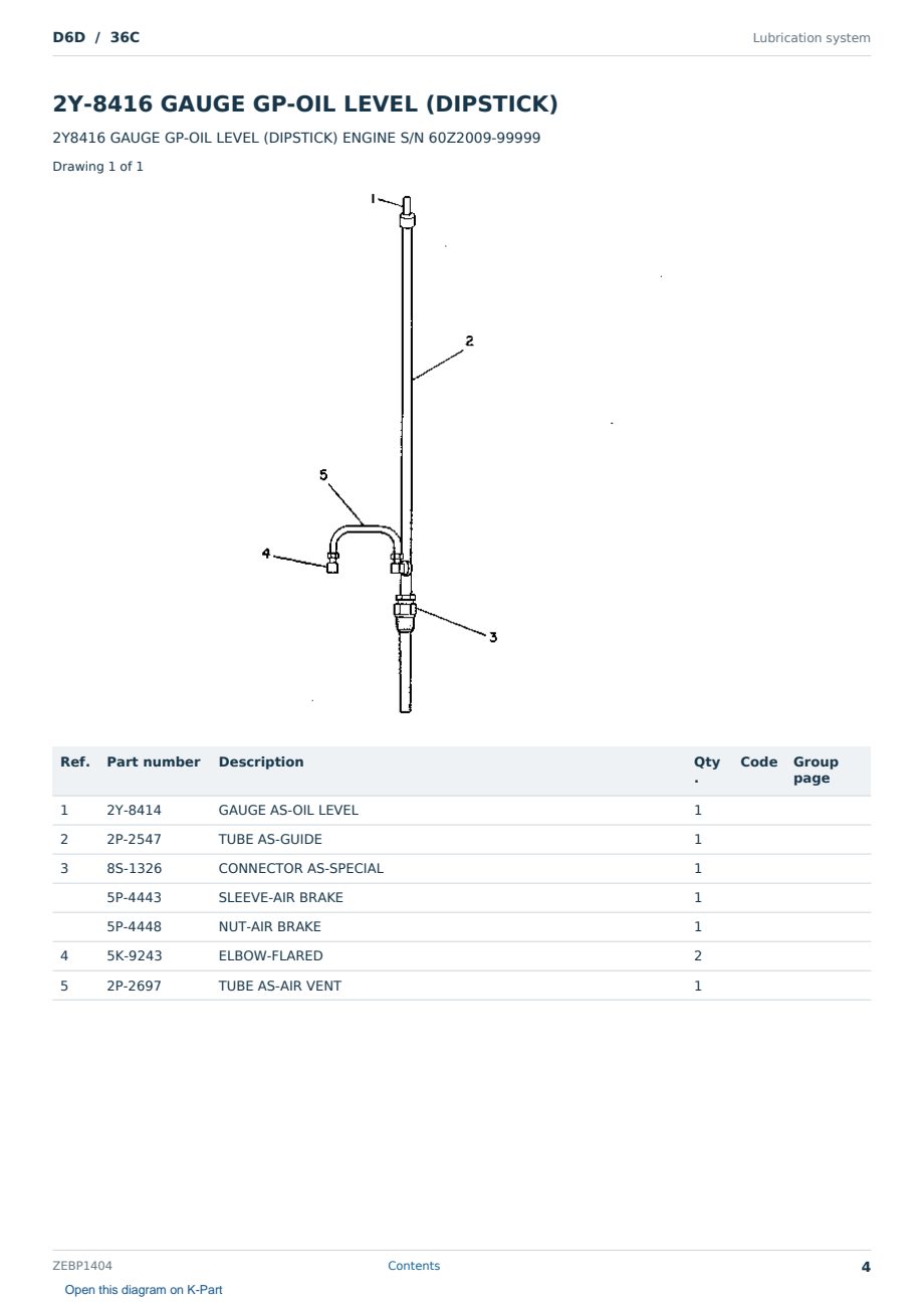 Caterpillar D6D S/N 36C Partsbook ZEBP1404 (English) - sample page 4 of 10 Caterpillar D6D S/N 36C Partsbook ZEBP1404 (English) - sample page 4 of 10