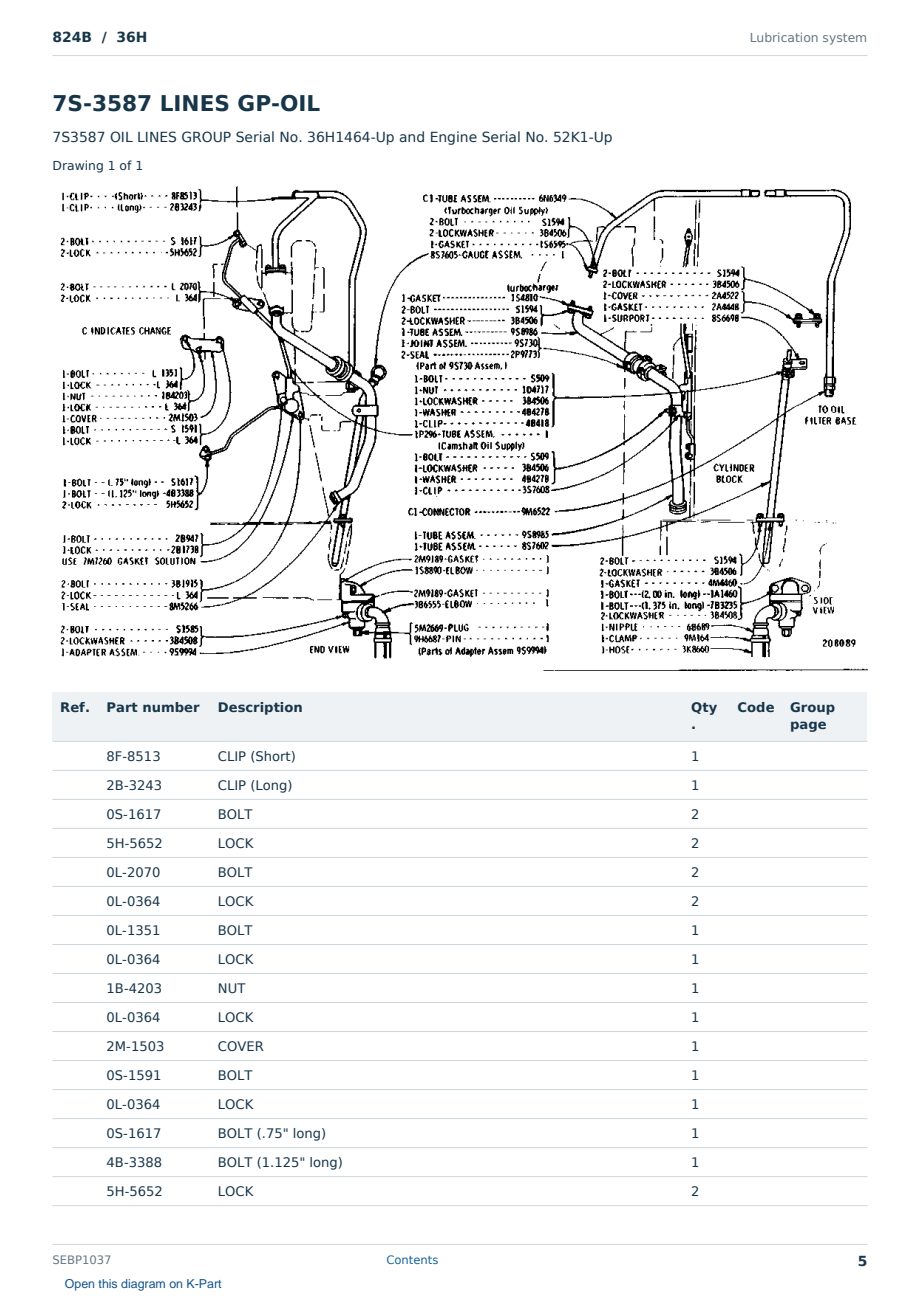 Caterpillar 824B S/N 36H Partsbook SEBP1037 (English) - sample page 5 of 10 Caterpillar 824B S/N 36H Partsbook SEBP1037 (English) - sample page 5 of 10