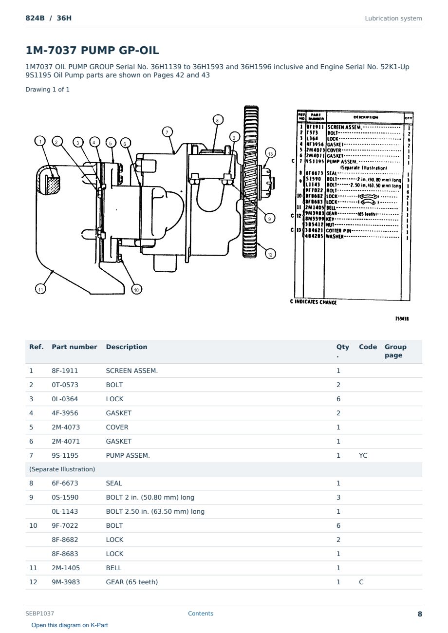 Caterpillar 824B S/N 36H Partsbook SEBP1037 (English) - sample page 8 of 10 Caterpillar 824B S/N 36H Partsbook SEBP1037 (English) - sample page 8 of 10