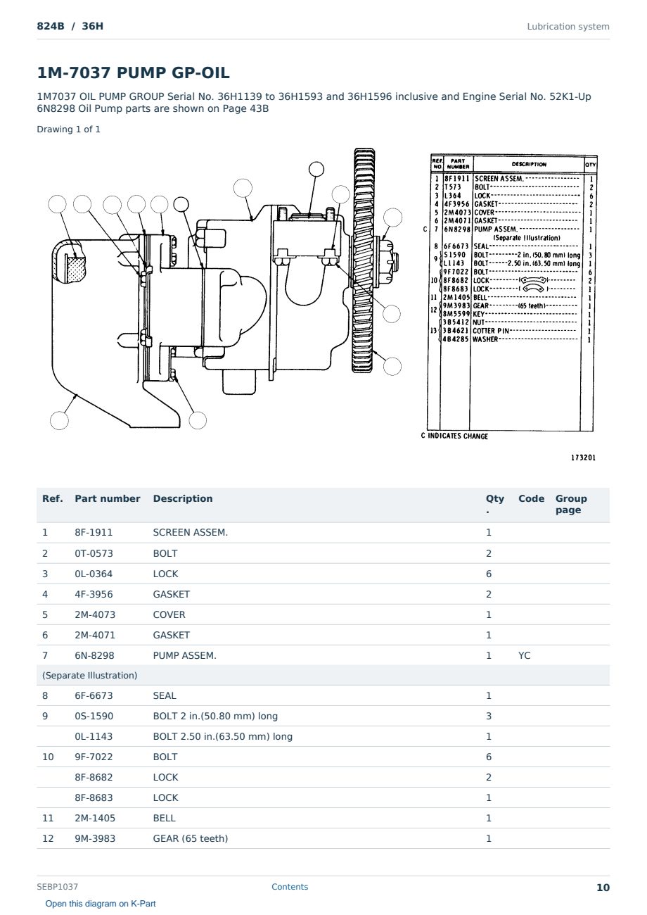 Caterpillar 824B S/N 36H Partsbook SEBP1037 (English) - sample page 10 of 10 Caterpillar 824B S/N 36H Partsbook SEBP1037 (English) - sample page 10 of 10