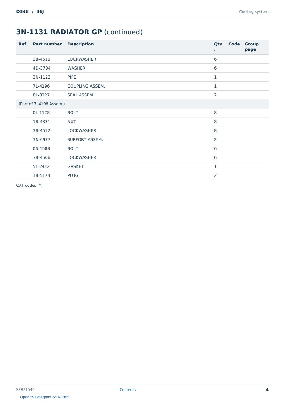 Caterpillar D348 S/N 36J Partsbook SEBP1040 (English) - sample page 4 of 10 Caterpillar D348 S/N 36J Partsbook SEBP1040 (English) - sample page 4 of 10