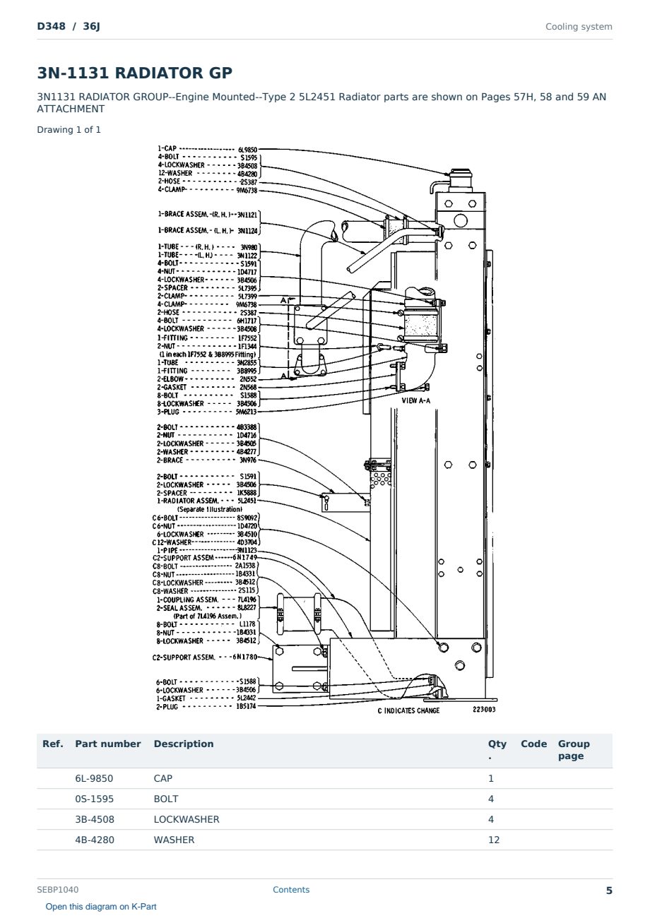 Caterpillar D348 S/N 36J Partsbook SEBP1040 (English) - sample page 5 of 10 Caterpillar D348 S/N 36J Partsbook SEBP1040 (English) - sample page 5 of 10