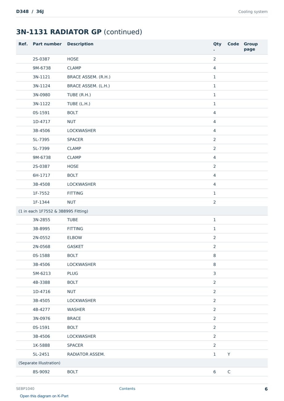 Caterpillar D348 S/N 36J Partsbook SEBP1040 (English) - sample page 6 of 10 Caterpillar D348 S/N 36J Partsbook SEBP1040 (English) - sample page 6 of 10