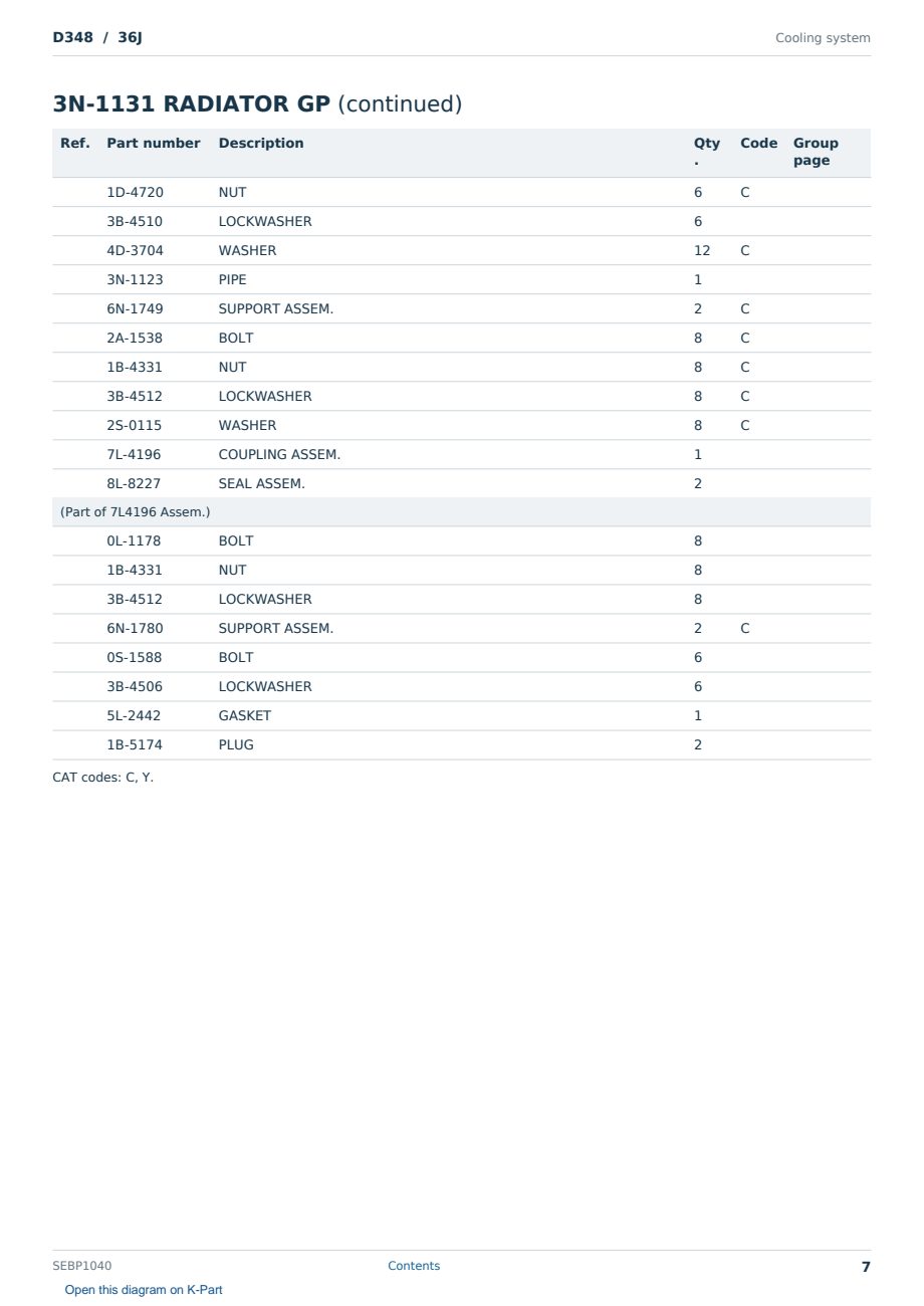 Caterpillar D348 S/N 36J Partsbook SEBP1040 (English) - sample page 7 of 10 Caterpillar D348 S/N 36J Partsbook SEBP1040 (English) - sample page 7 of 10