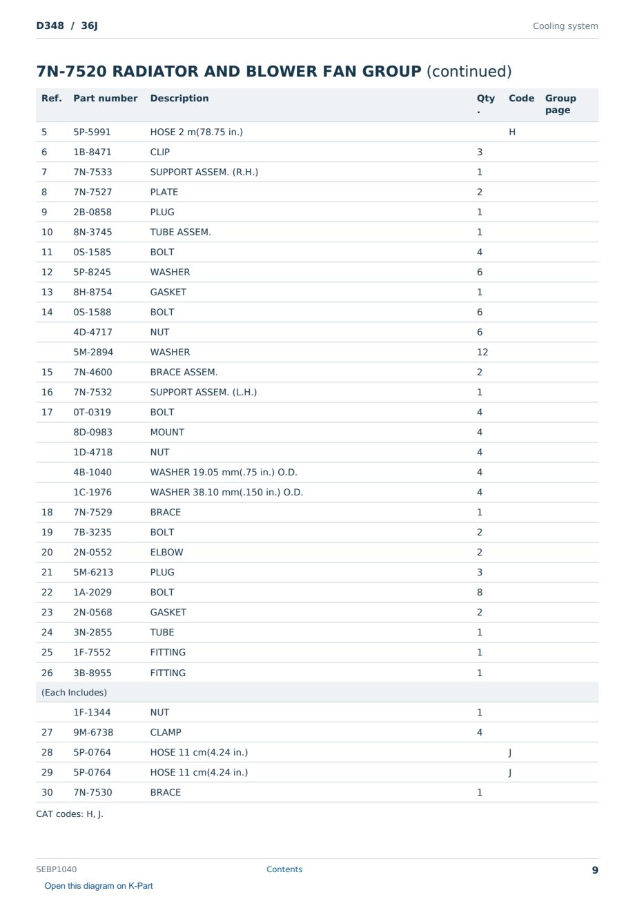 Caterpillar D348 S/N 36J Partsbook SEBP1040 (English) - sample page 9 of 10 Caterpillar D348 S/N 36J Partsbook SEBP1040 (English) - sample page 9 of 10