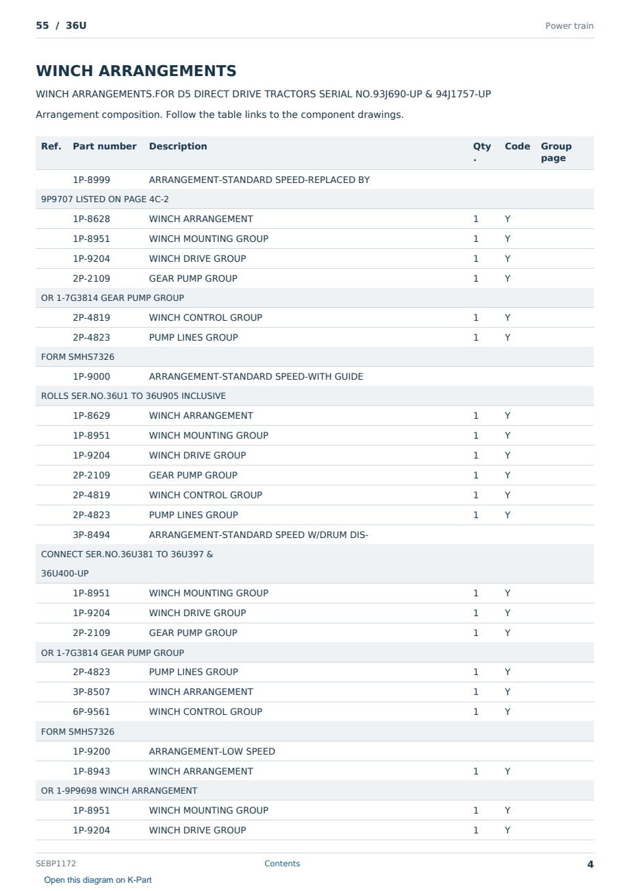 Caterpillar 55 S/N 36U Partsbook SEBP1172 (English) - sample page 4 of 10 Caterpillar 55 S/N 36U Partsbook SEBP1172 (English) - sample page 4 of 10