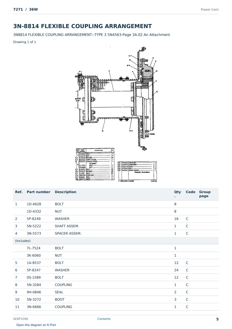 Caterpillar 7271 S/N 36W Partsbook SEBP1096 (English) - sample page 5 of 10 Caterpillar 7271 S/N 36W Partsbook SEBP1096 (English) - sample page 5 of 10