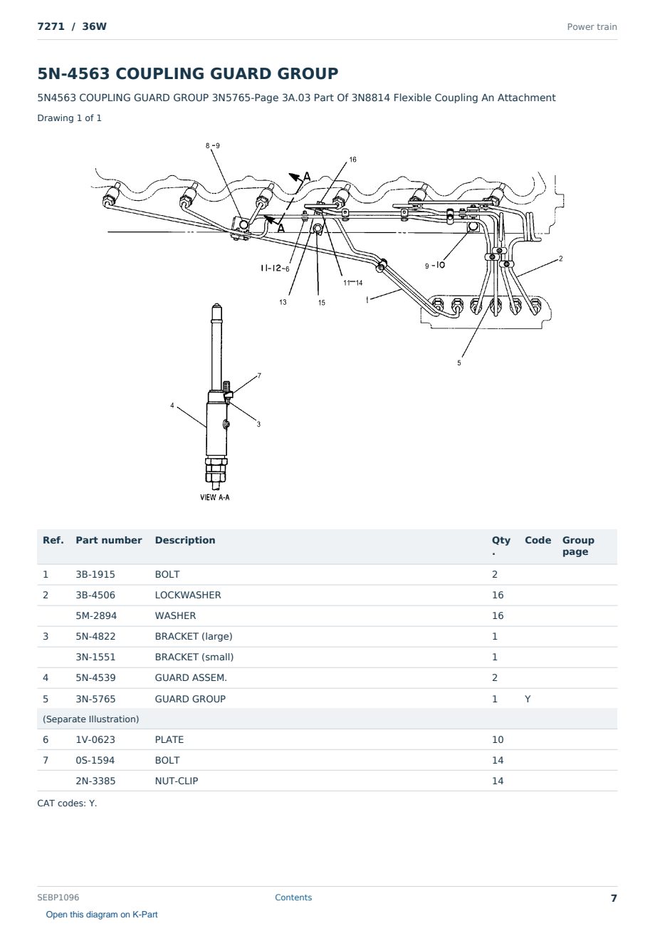 Caterpillar 7271 S/N 36W Partsbook SEBP1096 (English) - sample page 7 of 10 Caterpillar 7271 S/N 36W Partsbook SEBP1096 (English) - sample page 7 of 10