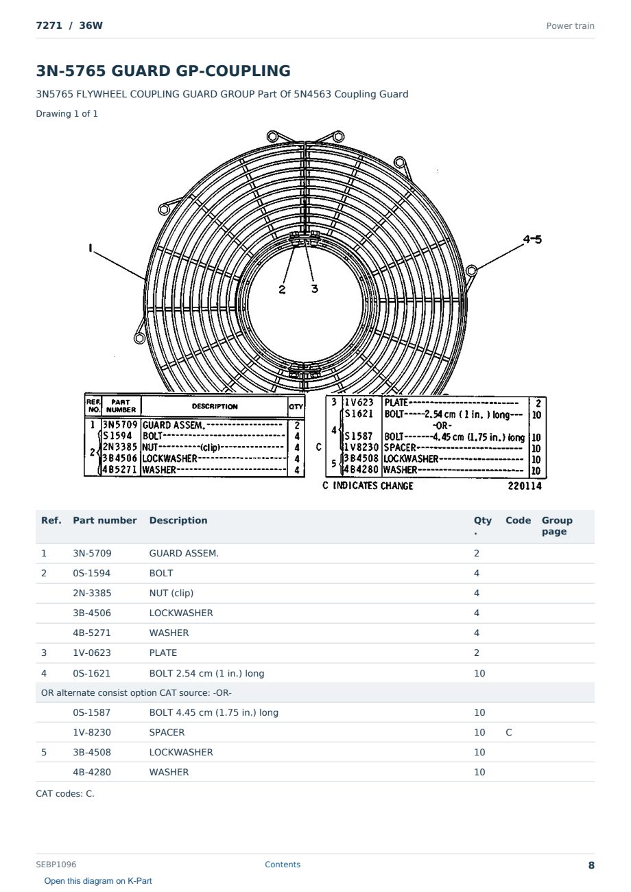 Caterpillar 7271 S/N 36W Partsbook SEBP1096 (English) - sample page 8 of 10 Caterpillar 7271 S/N 36W Partsbook SEBP1096 (English) - sample page 8 of 10