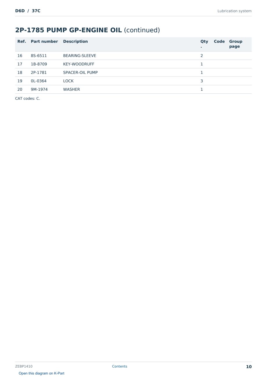 Caterpillar D6D S/N 37C Partsbook ZEBP1410 (English) - sample page 10 of 10 Caterpillar D6D S/N 37C Partsbook ZEBP1410 (English) - sample page 10 of 10