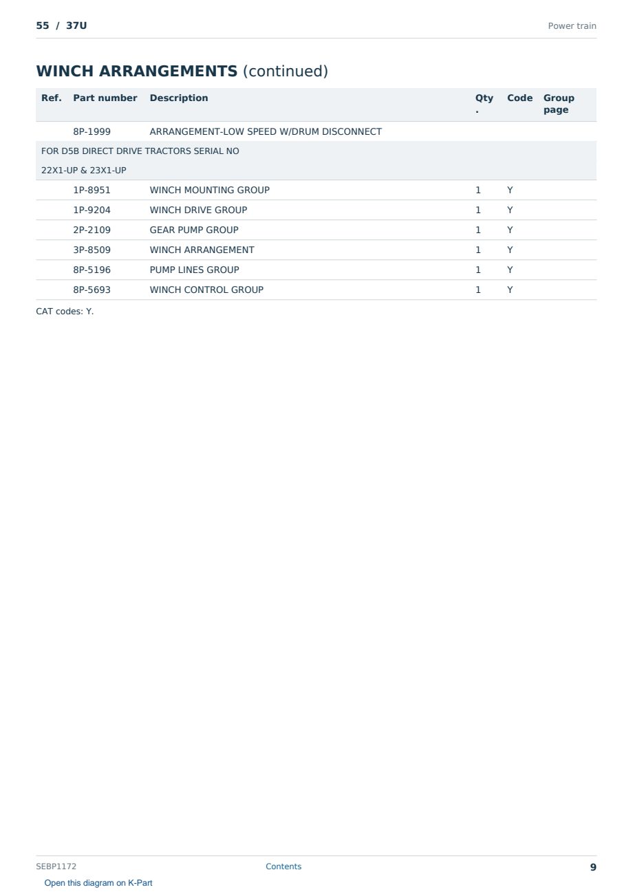 Caterpillar 55 S/N 37U Partsbook SEBP1172 (English) - sample page 9 of 10 Caterpillar 55 S/N 37U Partsbook SEBP1172 (English) - sample page 9 of 10