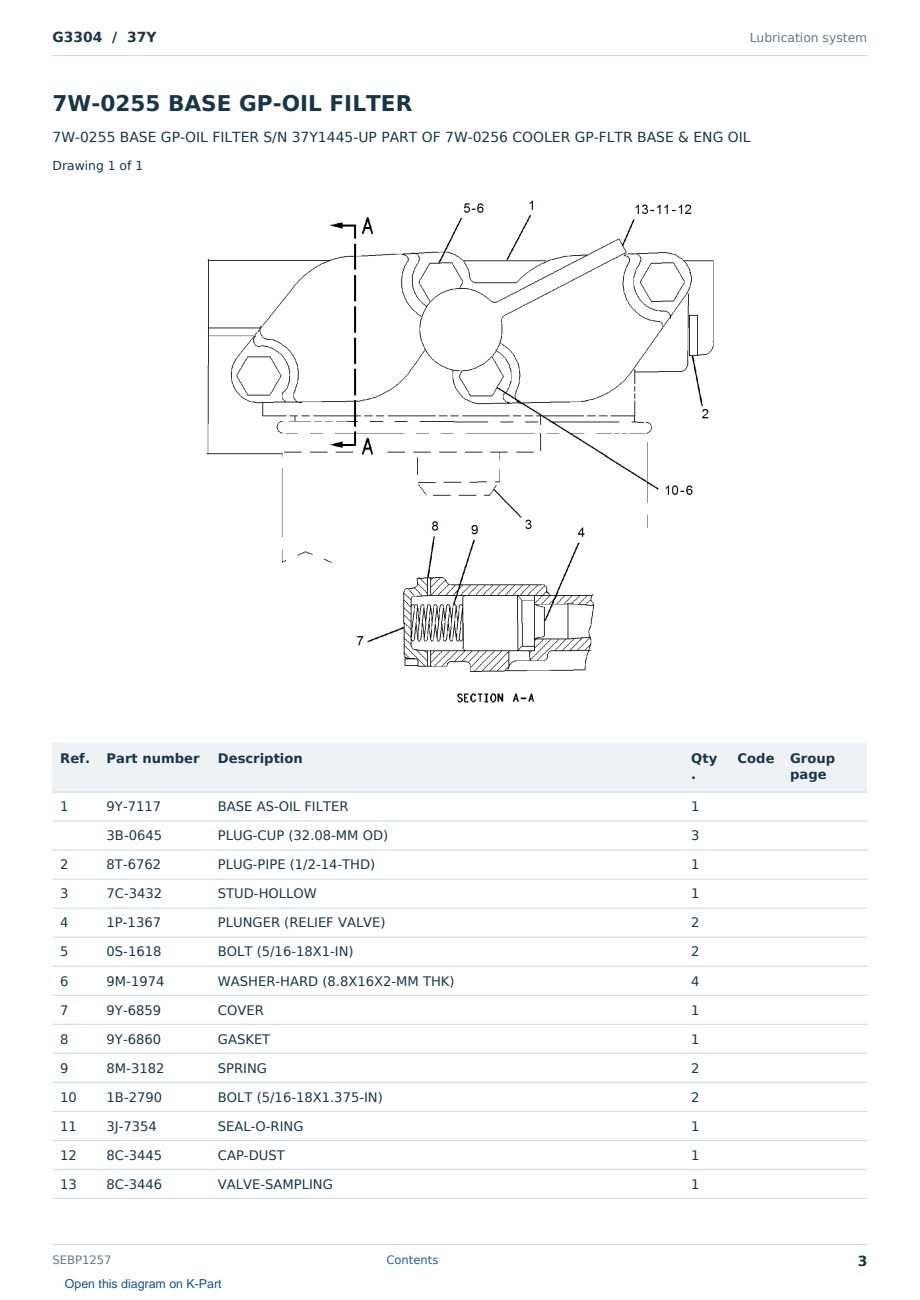 Caterpillar G3304 S/N 37Y Partsbook SEBP1257 (English) - sample page 3 of 10 Caterpillar G3304 S/N 37Y Partsbook SEBP1257 (English) - sample page 3 of 10
