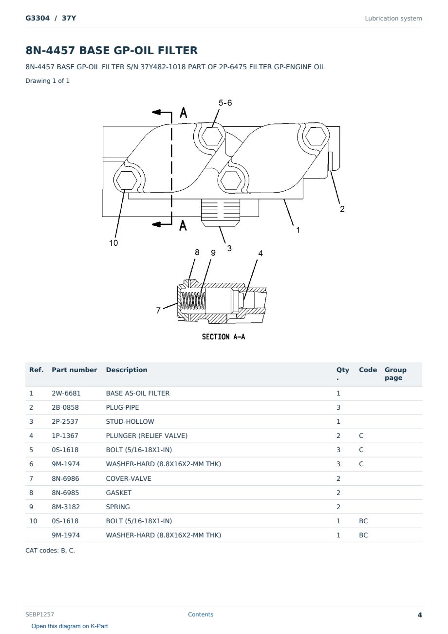 Caterpillar G3304 S/N 37Y Partsbook SEBP1257 (English) - sample page 4 of 10 Caterpillar G3304 S/N 37Y Partsbook SEBP1257 (English) - sample page 4 of 10