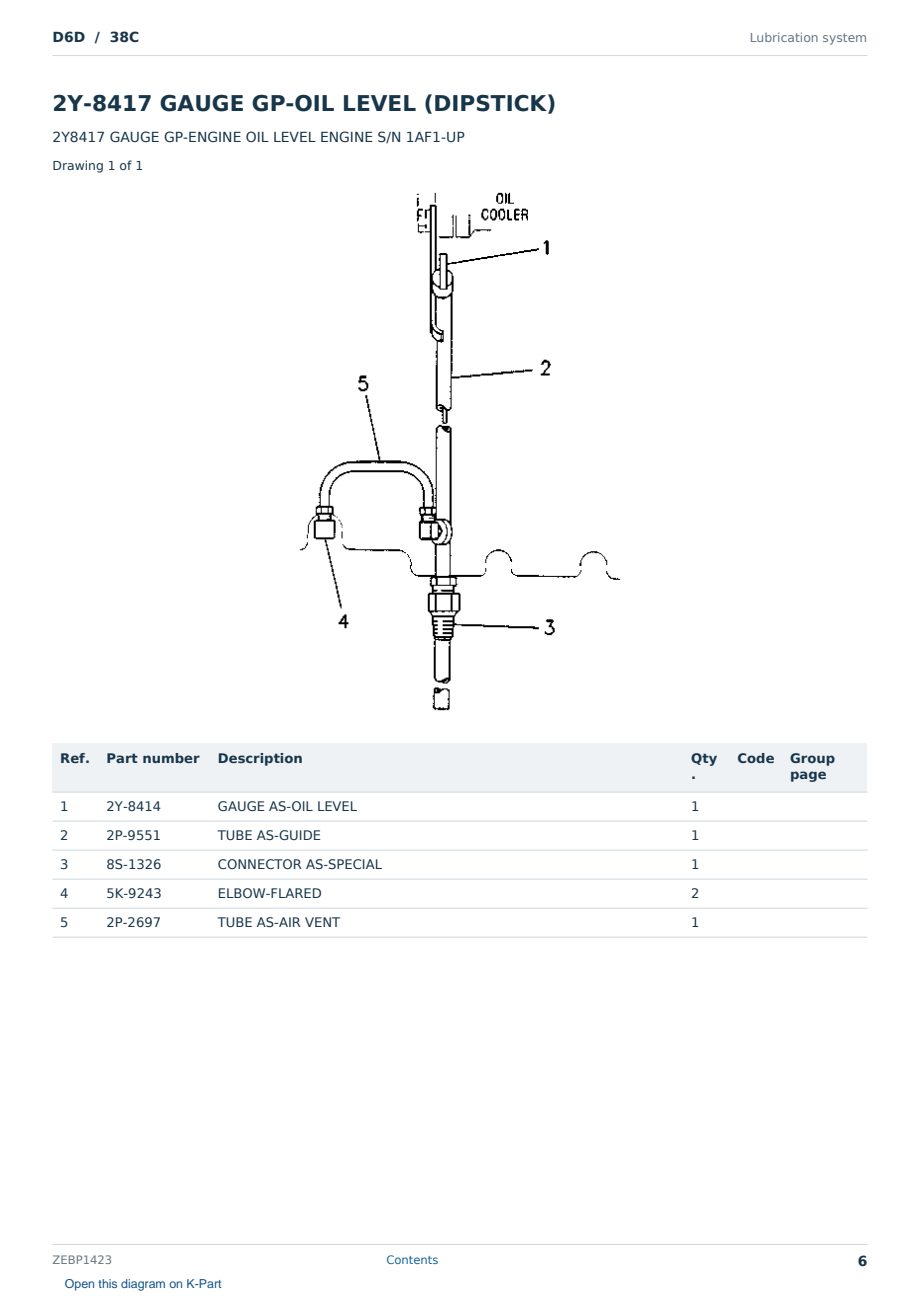 Caterpillar D6D S/N 38C Partsbook ZEBP1423 (English) - sample page 6 of 10 Caterpillar D6D S/N 38C Partsbook ZEBP1423 (English) - sample page 6 of 10