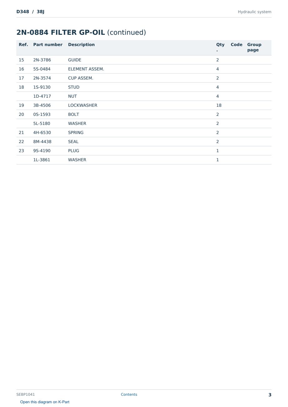 Caterpillar D348 S/N 38J Partsbook SEBP1041 (English) - sample page 3 of 10 Caterpillar D348 S/N 38J Partsbook SEBP1041 (English) - sample page 3 of 10