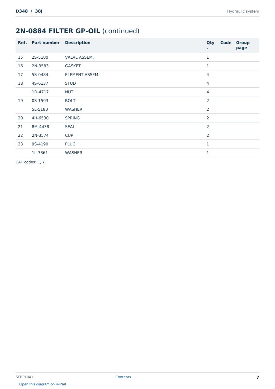 Caterpillar D348 S/N 38J Partsbook SEBP1041 (English) - sample page 7 of 10 Caterpillar D348 S/N 38J Partsbook SEBP1041 (English) - sample page 7 of 10