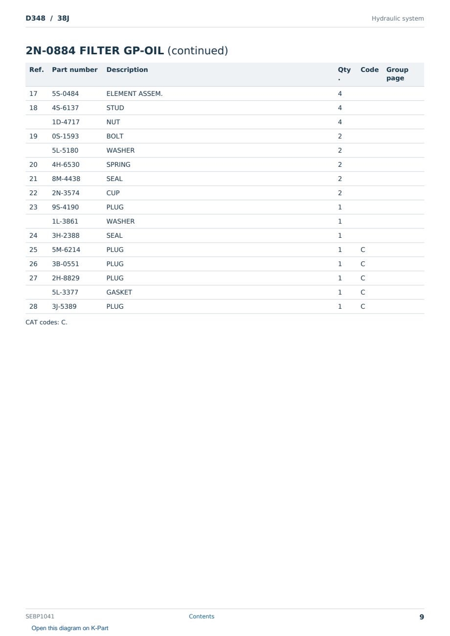 Caterpillar D348 S/N 38J Partsbook SEBP1041 (English) - sample page 9 of 10 Caterpillar D348 S/N 38J Partsbook SEBP1041 (English) - sample page 9 of 10