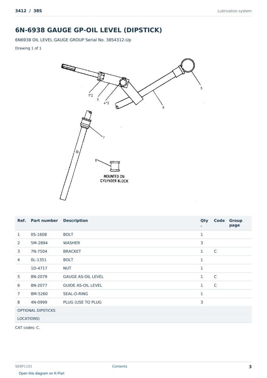 Caterpillar 3412 S/N 38S Partsbook SEBP1101 (English) - sample page 3 of 10 Caterpillar 3412 S/N 38S Partsbook SEBP1101 (English) - sample page 3 of 10