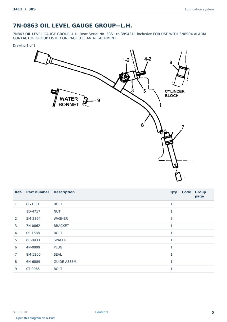 Caterpillar 3412 S/N 38S Partsbook SEBP1101 (English) - sample page 5 of 10 Caterpillar 3412 S/N 38S Partsbook SEBP1101 (English) - sample page 5 of 10
