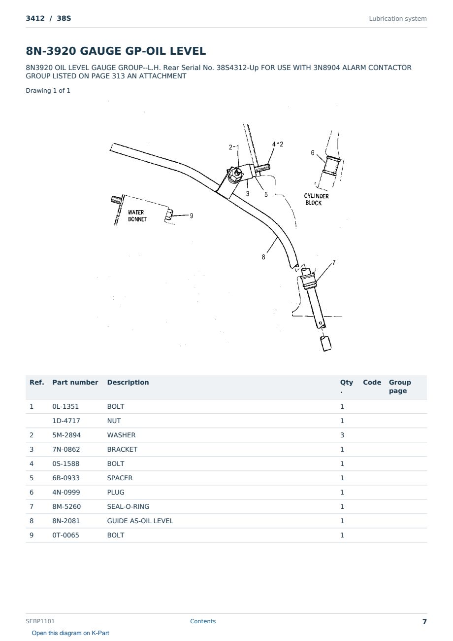 Caterpillar 3412 S/N 38S Partsbook SEBP1101 (English) - sample page 7 of 10 Caterpillar 3412 S/N 38S Partsbook SEBP1101 (English) - sample page 7 of 10