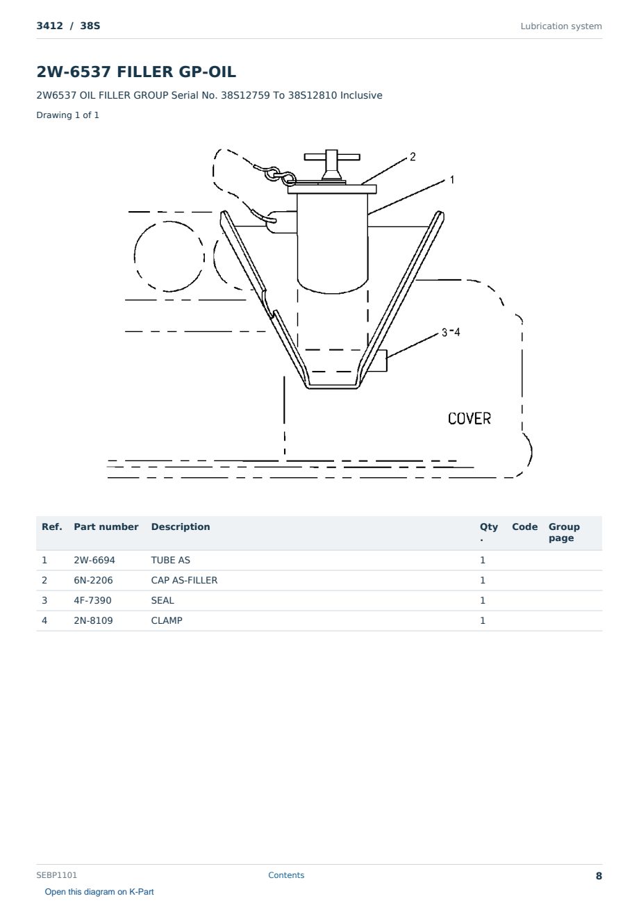 Caterpillar 3412 S/N 38S Partsbook SEBP1101 (English) - sample page 8 of 10 Caterpillar 3412 S/N 38S Partsbook SEBP1101 (English) - sample page 8 of 10