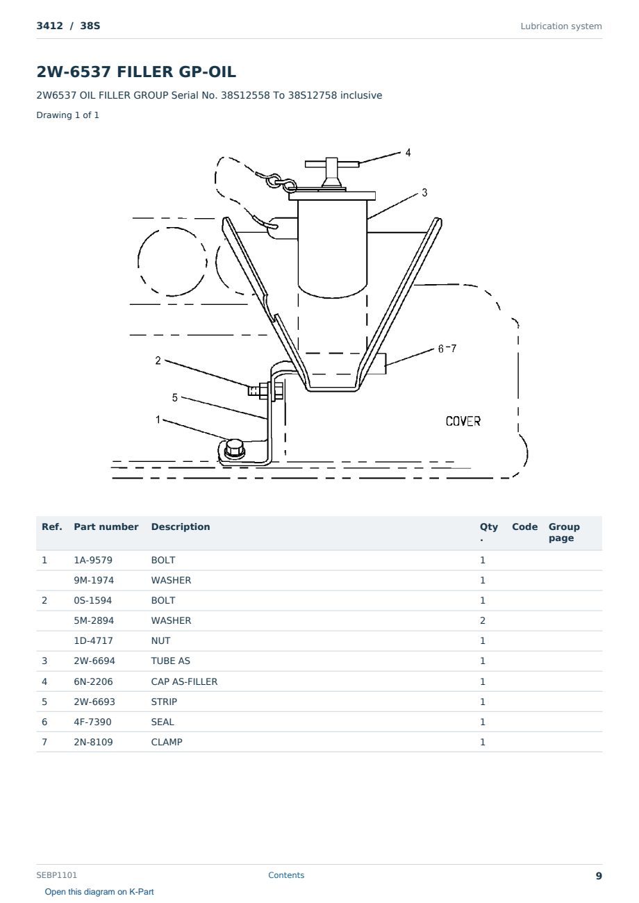 Caterpillar 3412 S/N 38S Partsbook SEBP1101 (English) - sample page 9 of 10 Caterpillar 3412 S/N 38S Partsbook SEBP1101 (English) - sample page 9 of 10