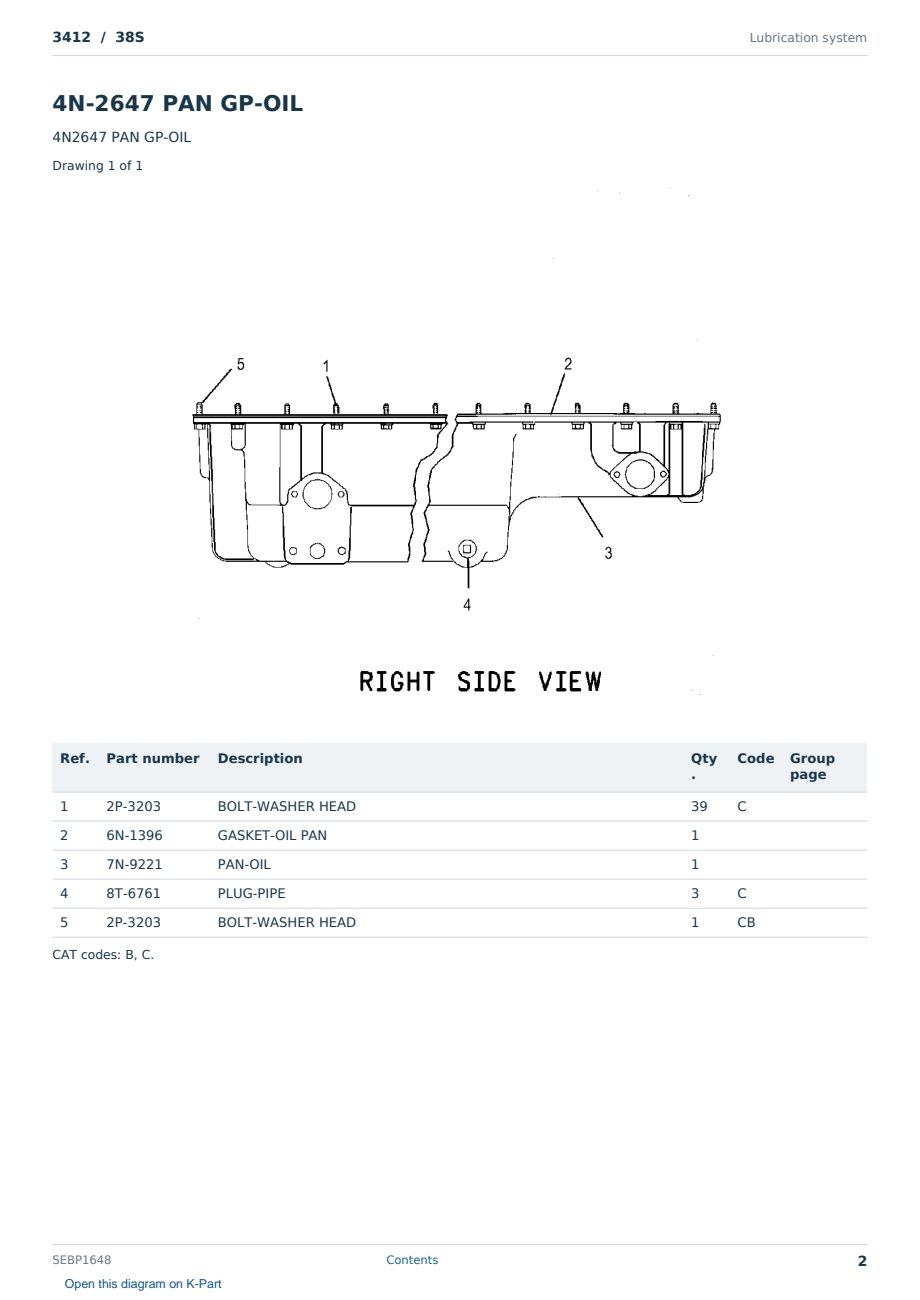 Caterpillar 3412 S/N 38S Partsbook SEBP1648 (English) - sample page 2 of 10 Caterpillar 3412 S/N 38S Partsbook SEBP1648 (English) - sample page 2 of 10