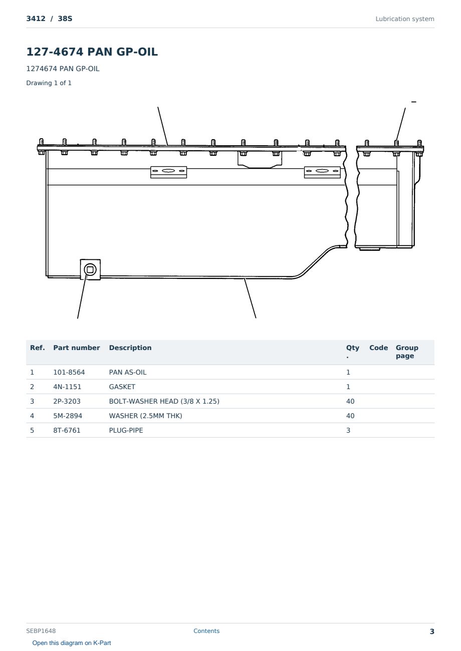Caterpillar 3412 S/N 38S Partsbook SEBP1648 (English) - sample page 3 of 10 Caterpillar 3412 S/N 38S Partsbook SEBP1648 (English) - sample page 3 of 10