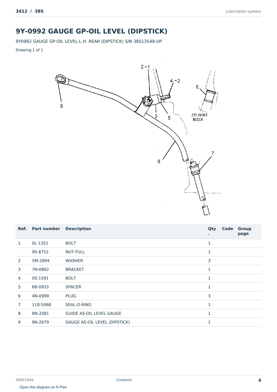 Caterpillar 3412 S/N 38S Partsbook SEBP1648 (English) - sample page 4 of 10 Caterpillar 3412 S/N 38S Partsbook SEBP1648 (English) - sample page 4 of 10