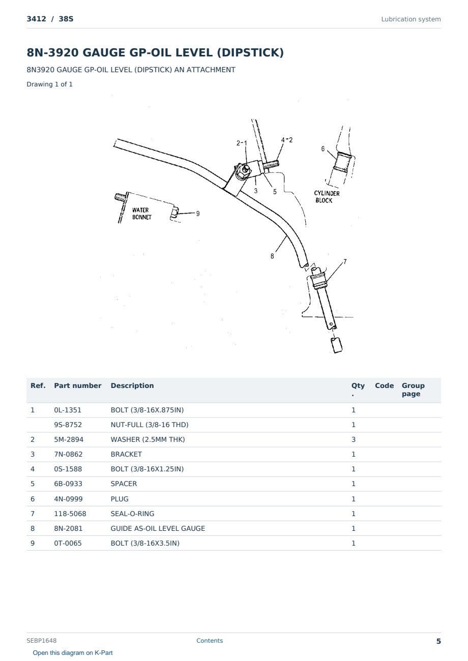 Caterpillar 3412 S/N 38S Partsbook SEBP1648 (English) - sample page 5 of 10 Caterpillar 3412 S/N 38S Partsbook SEBP1648 (English) - sample page 5 of 10