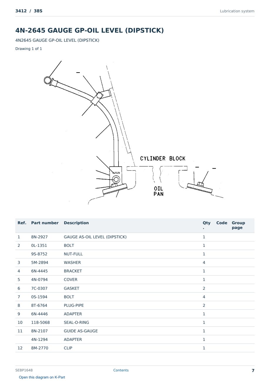 Caterpillar 3412 S/N 38S Partsbook SEBP1648 (English) - sample page 7 of 10 Caterpillar 3412 S/N 38S Partsbook SEBP1648 (English) - sample page 7 of 10