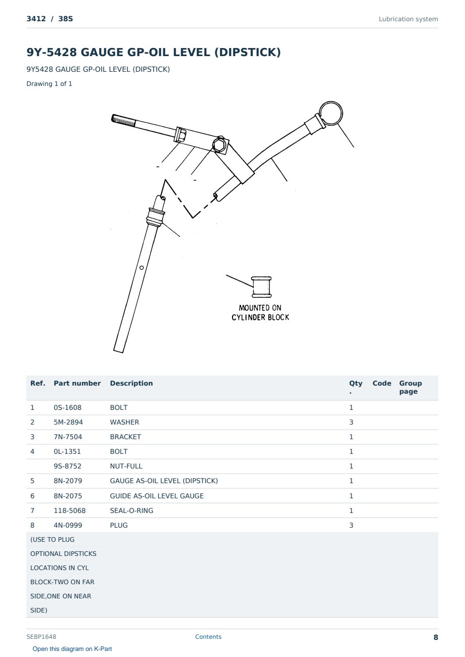 Caterpillar 3412 S/N 38S Partsbook SEBP1648 (English) - sample page 8 of 10 Caterpillar 3412 S/N 38S Partsbook SEBP1648 (English) - sample page 8 of 10