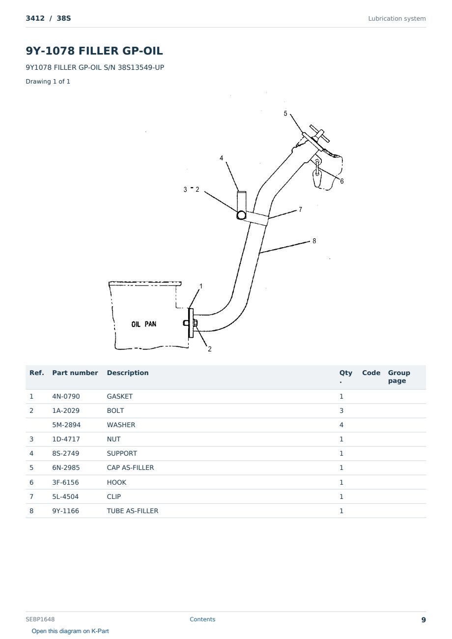 Caterpillar 3412 S/N 38S Partsbook SEBP1648 (English) - sample page 9 of 10 Caterpillar 3412 S/N 38S Partsbook SEBP1648 (English) - sample page 9 of 10