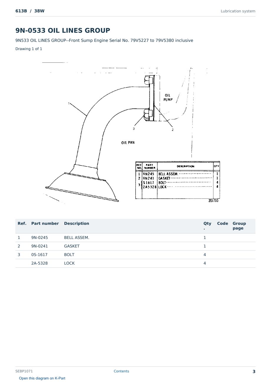 Caterpillar 613B S/N 38W Partsbook SEBP1071 (English) - sample page 3 of 10 Caterpillar 613B S/N 38W Partsbook SEBP1071 (English) - sample page 3 of 10