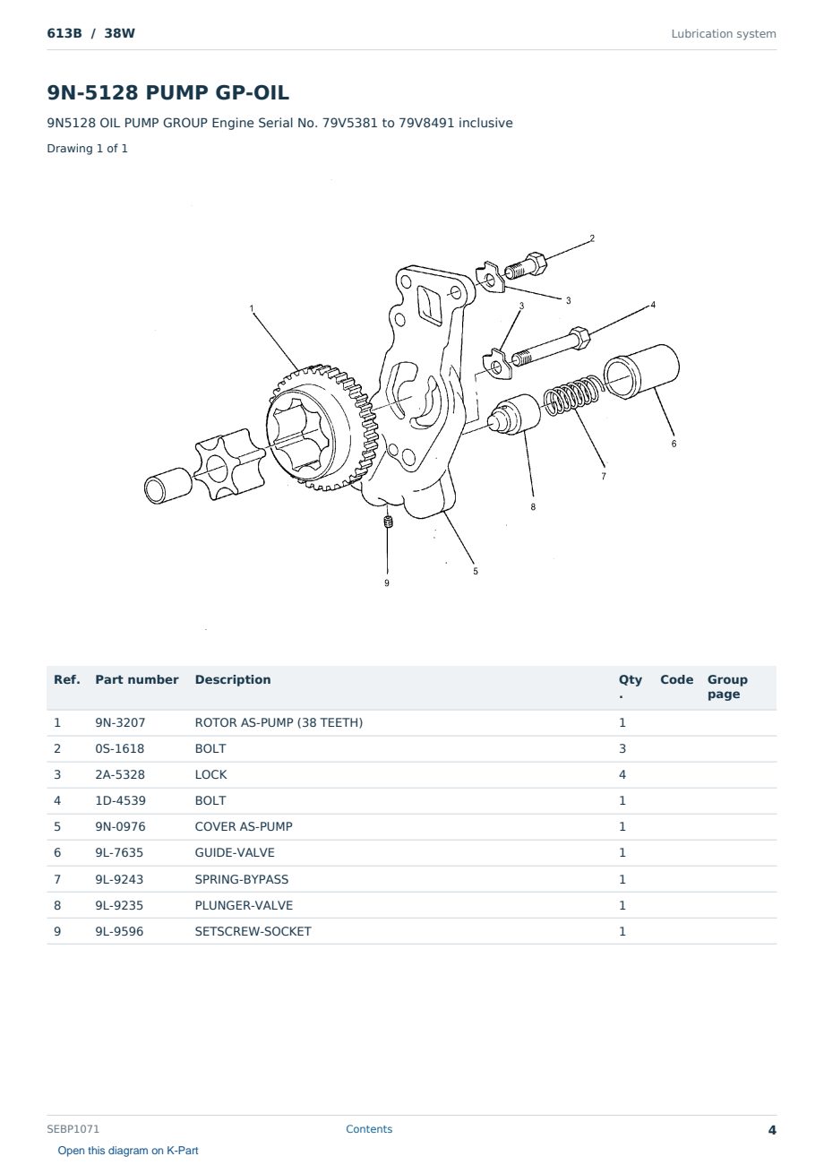 Caterpillar 613B S/N 38W Partsbook SEBP1071 (English) - sample page 4 of 10 Caterpillar 613B S/N 38W Partsbook SEBP1071 (English) - sample page 4 of 10