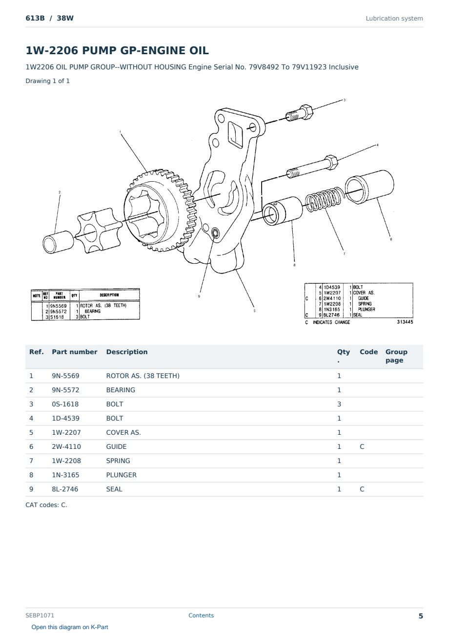 Caterpillar 613B S/N 38W Partsbook SEBP1071 (English) - sample page 5 of 10 Caterpillar 613B S/N 38W Partsbook SEBP1071 (English) - sample page 5 of 10