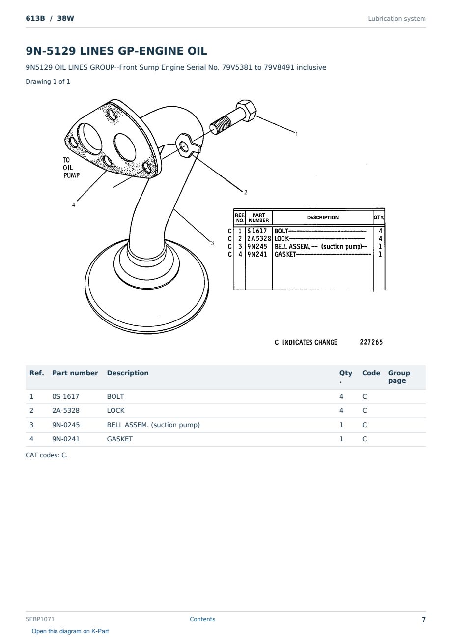 Caterpillar 613B S/N 38W Partsbook SEBP1071 (English) - sample page 7 of 10 Caterpillar 613B S/N 38W Partsbook SEBP1071 (English) - sample page 7 of 10