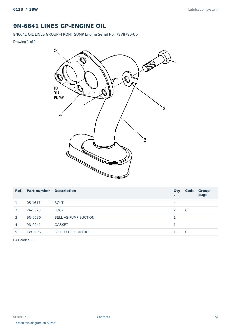 Caterpillar 613B S/N 38W Partsbook SEBP1071 (English) - sample page 9 of 10 Caterpillar 613B S/N 38W Partsbook SEBP1071 (English) - sample page 9 of 10