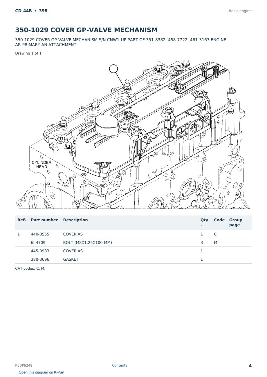 Caterpillar CD-44B S/N 398 Partsbook KEBP6249 (English) - sample page 4 of 10 Caterpillar CD-44B S/N 398 Partsbook KEBP6249 (English) - sample page 4 of 10