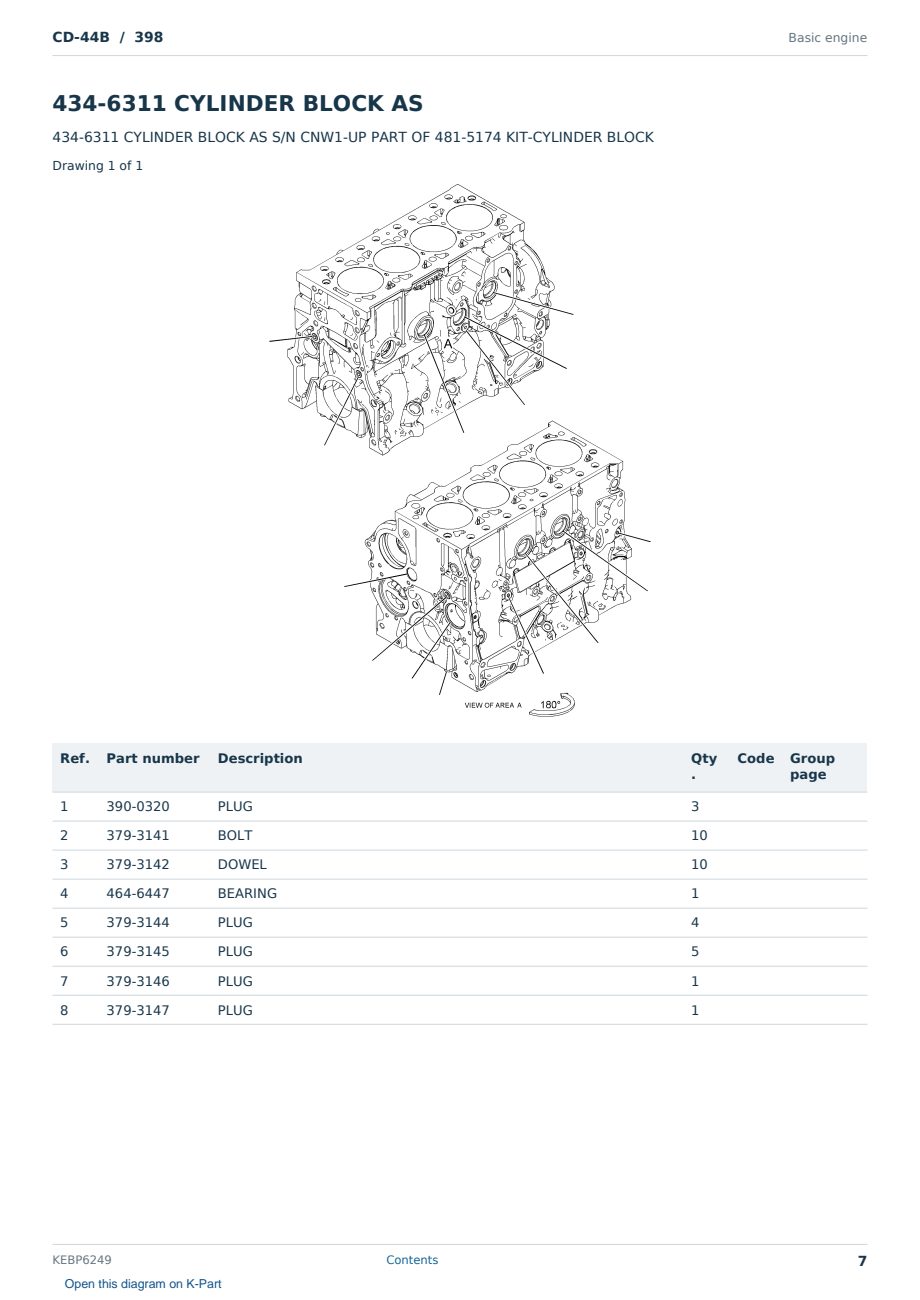 Caterpillar CD-44B S/N 398 Partsbook KEBP6249 (English) - sample page 7 of 10 Caterpillar CD-44B S/N 398 Partsbook KEBP6249 (English) - sample page 7 of 10