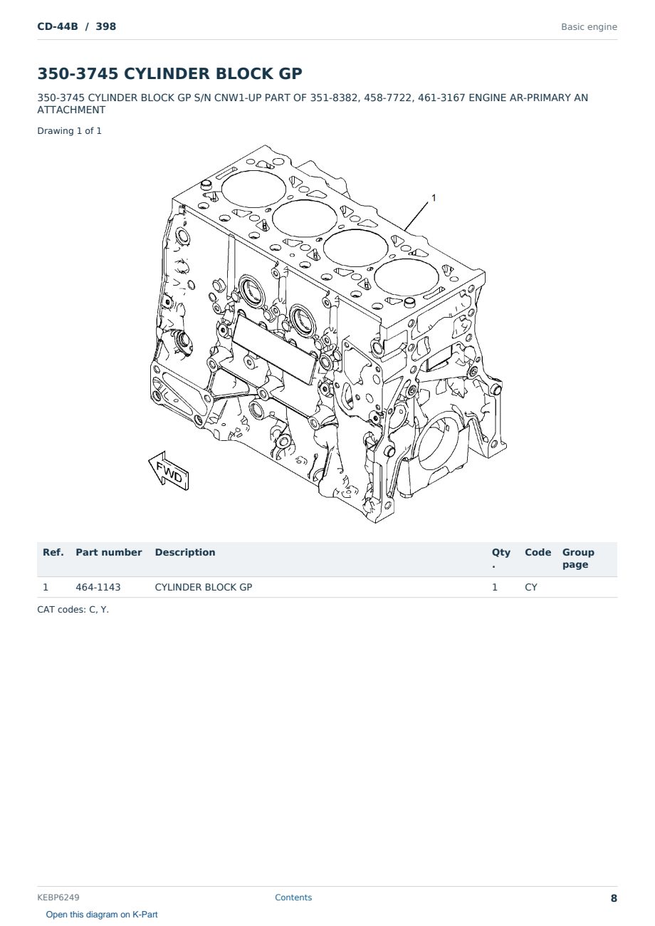 Caterpillar CD-44B S/N 398 Partsbook KEBP6249 (English) - sample page 8 of 10 Caterpillar CD-44B S/N 398 Partsbook KEBP6249 (English) - sample page 8 of 10